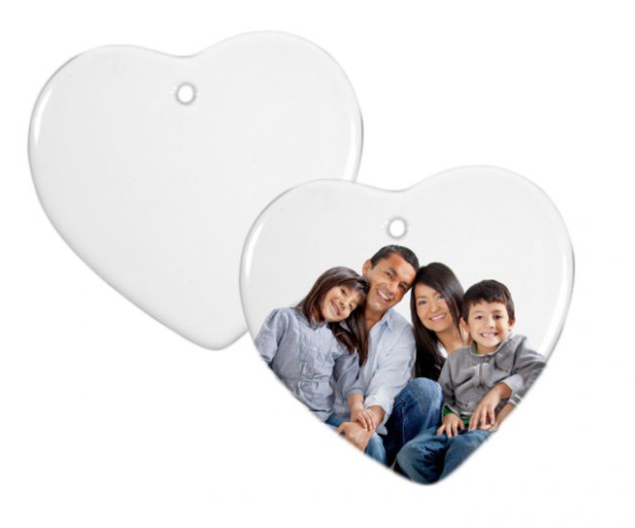 Sublimated Ceramic Ornament - 3" Circle, Star or Heart