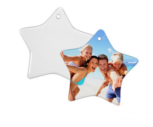 Sublimated Ceramic Ornament - 3" Circle, Star or Heart